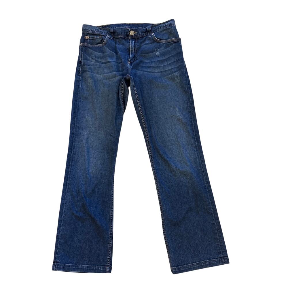AX Armani Exchange Jeans Mens 34x30 Blue Bootcut Distressed Stretch Designer USA